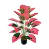 Planta Verde Artificial de Taro de Colores Transfronteriza Rosa Goteando Guanyin Árbol Falso en Maceta Hogar Interior Exhibición Paisajismo Planta Decorativa