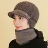 Gorro para Mujer Otoño Invierno Nuevo con Felpa Gruesa Orejeras de Piel de Conejo Caliente para Ciclismo Gorro de Lana Protección contra el Frío para Madre Gorro Tejido