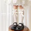 Calcetines de encaje para niñas de verano hasta la pantorrilla, estilo fino, calcetines largos con forma de corazón y lazo de perlas, calcetines lindos estilo coreano Lolita Princess