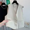 Chaqueta chaleco de cuello en V negra de alta gama para mujer, colección principios de otoño 2026, talla grande, corte holgado, efecto adelgazante, perfecta para usar en capas, top sin mangas
