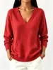 Sudadera de moda de otoño para mujer, transfronteriza europea y americana 2026, manga larga, casual, adelgazante, holgada, cómoda, top con cuello en V