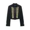 Estilo Europeo y Americano Transfronterizo Z Nueva Moda Ropa para Mujer Hebilla de Nudo Cuello Alto Blazer Corto 1255706