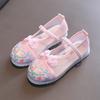 Sapatos Hanfu Sapatos de Menina Sandálias de Verão Sapatos de Tecido Feitos à Mão Sapatos Bordados Guofeng Infantis Sapatos Brancos Sapatos de Dança Sapatos de Malha Respiráveis