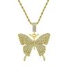 Europeu e americano simples hipster diamante borboleta pingente colar homens e mulheres all-match street light de luxo clavícula corrente twist chain