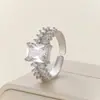 Nuevo Anillo de Zirconia Transfronterizo para Mujer, Anillo de Dedo Índice Abierto de Moda Estilo Japonés y Coreano, Anillo de Estilo de Nicho de Lujo Ligero para Mujer