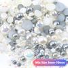 Perlas de ABS de Alto Brillo Coloridas Galvanizadas de Media Ronda Mezcladas con Pedrería de Resina 3-10 mm Perlas de ABS de Venta Caliente en Amazon Joyería DIY