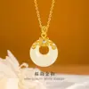 Joyería de Plata al por Mayor Plata de Ley S925 Chapado en Oro Jade Hetian Hebilla de Paz Collar Hebilla de Oro de la Fortuna Colgante de Jade Nube Propicia Día de la Madre