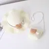 Bolsa Fresca Pequena Proteção Solar Chapéu de Sol Chapéu de Praia de Verão para Crianças Chapéu de Palha Ondulado Chapéu de Sol Dia das Crianças Presente de Aniversário