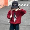 Suéter de manga larga con solapa y estampado de dibujos animados para niña, sudadera informal holgada a la moda para primavera y otoño de 2025.