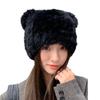 Orejas de Gato Piel de Conejo Sombrero para Mujer en Otoño e Invierno para Heattech, Protección de Orejas Dulce y Linda, Gorro de Lana Tejida a Prueba de Frío con Baotou