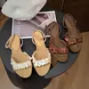 Sandalias Retro de Lentejuelas Estilo Coreano con Punta Abierta, Nuevos Zapatos de Moda Versátiles para Uso al Aire Libre, Sandalias de Exterior con Tira Única y Tacón Grueso