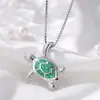 Collar Colgante de Acero Inoxidable con Tortuga Marina Incrustaciones de Ópalo Europeo Cadena para Clavícula Tema de Graduación Joyería Pequeña Linda para Niñas