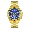Conjunto de 4 Peças de Relógio Masculino Transfronteiriço High-End Mostrador Grande Relógio de Pulso a Quartzo Masculino de Negócios Conjunto de Anel Pulseira Colar