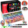 Marcador de Acrílico Líquido Recto con Punta Suave 168 Colores Color Opaco Marcador Apilable Bolígrafo para Dibujo Artístico Estudiantil