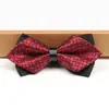 Pajarita Puntiaguda para Hombre Formal Estilo Coreano Puntiaguda Doble Capa Novio Boda Vino Tinto Pajarita Negra para Mujer