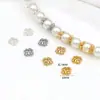 Pulseira Colar Espaçador de Contas Flor Vazada com Diamantes Microincrustados Banho de Ouro 18K Acessórios para Joias de Contas DIY C21