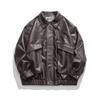 Jaqueta de Couro para Motocicleta Ru Meng Masculina Primavera e Outono Nova Retro Couro PU Jaqueta de Casal Conjunto para Exterior Marca de Moda
