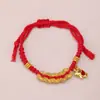 Pulsera de Hilo Rojo con Monedas de Cobre de los Cinco Emperadores del Año del Caballo, Cuerda Trenzada Hecha a Mano DIY, Pulsera Trenzada de Buena Suerte Estilo Chino