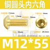 Tornillos de Cabeza Hexagonal de Latón, Tornillos de Cabeza Semiredonda, Pernos de Latón de Cabeza Cilíndrica con Hexágono Interior M3M4M5M6M8M10M12