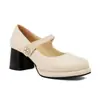 Sapatos de cabeça quadrada boca rasa comércio exterior tamanho 32 sapatos veludo Amazon 43 elegantes saltos altos sapatos grossos foscos preto rosa