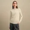 Suéter de Punto de Cuello Alto Medio 5% Cachemir 95% Lana para Mujer, Otoño e Invierno 2025 Nuevo Versátil Color Sólido Prenda Base