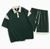 Conjunto de Top Camisa Polo Casual Holgado de Verano Bloques de Color y Pantalones Cortos Camiseta de Manga Corta Uniforme Escolar Deportivo