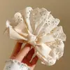 Pinza de Garra para Dobladillo de Falda de Encaje con Lazo Beige Pinza Tiburón Grande para la Parte Posterior de la Cabeza Pinza para el Cabello Accesorios para el Peinado del Cabello