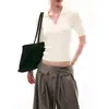 SINGL MOMENT 26SS Blusa de tricô canelado estilo francês com mangas de três quartos, polo versátil para mulheres