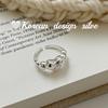Anillo Coreano Ins Dongdaemun Celebridad de Internet Anillo de Corazón de Plata de Ley S925 Zirconio Oval Empalmado Diseño de Nicho