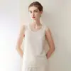 Nova camisola 100% caxemira para outono e inverno para mulheres, camada interna com decote em U, top quente, colete base de malha de caxemira solto