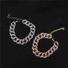Pulsera de Hip Hop Europea y Americana Joyería Diamante Completo Pulsera Cubana hiphop Moda para Hombre y Mujer Pulsera de Diamantes Ancho 15mm