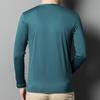 Camiseta de Manga Larga para Hombre Primavera y Otoño con Seda de Morera, Sin Costuras Sellada con Calor, Casual de Negocios, Cuello Redondo Estampado, Camiseta Básica