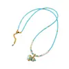Nuevo Collar de Calabaza de Trébol de Cuatro Hojas Esmaltado Azul de Moda y Exquisito Estilo Chino, Joyería de Lujo Ligero de Nicho de Gama Alta para Mujeres