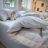 Juego de Cama de Cuatro Piezas de Tejido Waffle 100% Algodón, Juego de Tres Piezas de Sábana, Funda Nórdica y Sábana Ajustable de Algodón Puro, Estilo para Todas las Estaciones, Nuevo Estilo 2025
