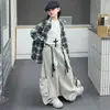 Conjunto de Ropa para Niñas Primavera y Otoño 2026 Nueva Moda Estilo Coreano Casual Camisa a Cuadros y Pantalones Cargo Set para Niños Mayores