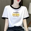 Camiseta de Manga Corta con Bloques de Color para Mujer de Comercio Exterior Transfronterizo, Nuevo Estilo de Verano, Corte Holgado, Top Corto