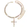 Joyería de Moda Europea y Americana Transfronteriza Colgante Completo de Diamante Collar de Cruz Personalizado Cadena de Cuello Gargantilla Accesorios para Mujer