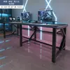 Escritorio de doble capa para cibercafé, escritorio de computadora, escritorio para e-sports, escritorio con estantería de doble capa, escritorio con asiento para varias personas, escritorio de computadora para dos personas, escritorio integrado