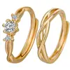Anel de Casal Celebridade da Internet Banhado a Ouro Anel de Amor Entrelaçado Moda Atmosférica Decente Presente de Pedido de Casamento Anel de Casal