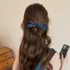 Presilha Banana de Laço em Jeans para Mulheres Presilha Garra para Rabo de Cavalo Alto Presilha para Coque na Parte de Trás da Cabeça Presilha Torcida Presilha Vertical Acessórios de Cabelo de Alta Qualidade