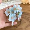 Aretes Florales Azul Estrella~Aretes de botón con borla azul estilo vacacional, aretes dulces y elegantes, aretes de nicho de alta gama para mujer