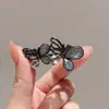 Exquisito Pasador Pequeño de Mariposa Negra Estilo Coreano Nuevo Pasador para Mujer Pasador para Recogido Parcial Accesorio para el Cabello Pinza para Flequillo Pinza Lateral Pinza Superior