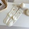 Calcetines Ins Sencillos de Primavera y Otoño para Mujer Coreanos Talón AB Carta de Amor Bordados Calcetines de Tubo Medio Blancos Apilados