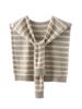 Yan Select Envoltório de Ombro Listrado de Lã 100% Cachecol Tricotado Feminino com Nó para Ambientes com Ar Condicionado, Sobreposto com Camisas, Xale Listrado