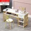 Mesas de manicura de moda en oferta: conjuntos de mesa y silla asequibles para manicura y extensión de pestañas, estilo japonés, lujo ligero, mesas de manicura dobles