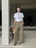 EVERTRUE2026 Verão Novo Calça de Linho Wide-Leg Feminina Estilo Old Money Cintura Alta Reta Nove Pontos 68258