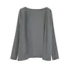 Cardigan preto fino com sensação preguiçosa e relaxada para mulheres, camiseta fina de manga longa, top cardigan de tricô para o início do outono para o trabalho, camiseta