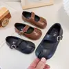 Nueva colección de otoño: Zapatos de cuero estilo retro para niñas con dedos separados, zapatos Mary Jane suaves y antideslizantes para niños, bailarinas de princesa para bebé