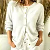 Novo produto transfronteiriço para lojas independentes da Amazon europeia e americana: suéter cardigã de tricô de manga longa outono/inverno feminino com gola redonda pulôver