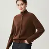 Clásico y Versátil~ Cárdigan de Punto 100% Cachemira para Mujer, Cuello Alto, Engrosado, Abotonado, Chaqueta Suéter, Capa Interior o Exterior para Mujer